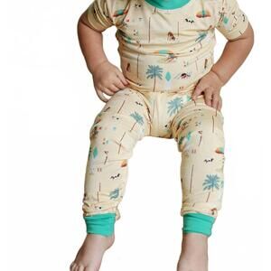 NEW SOUTHERN SLUMBER beach dog two piece bamboo pajama set in yellow